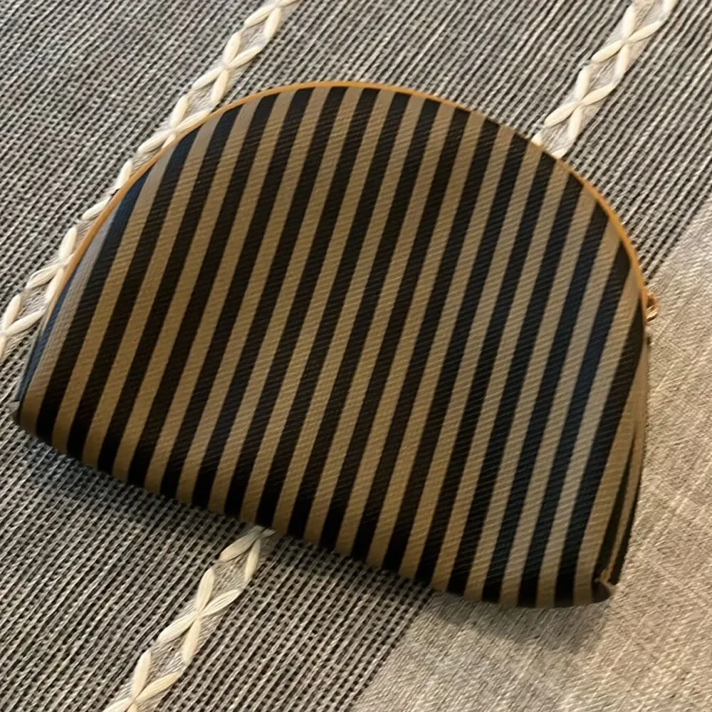 VTG? Chic French-Striped Crescent Moon Cosmetic Clutch